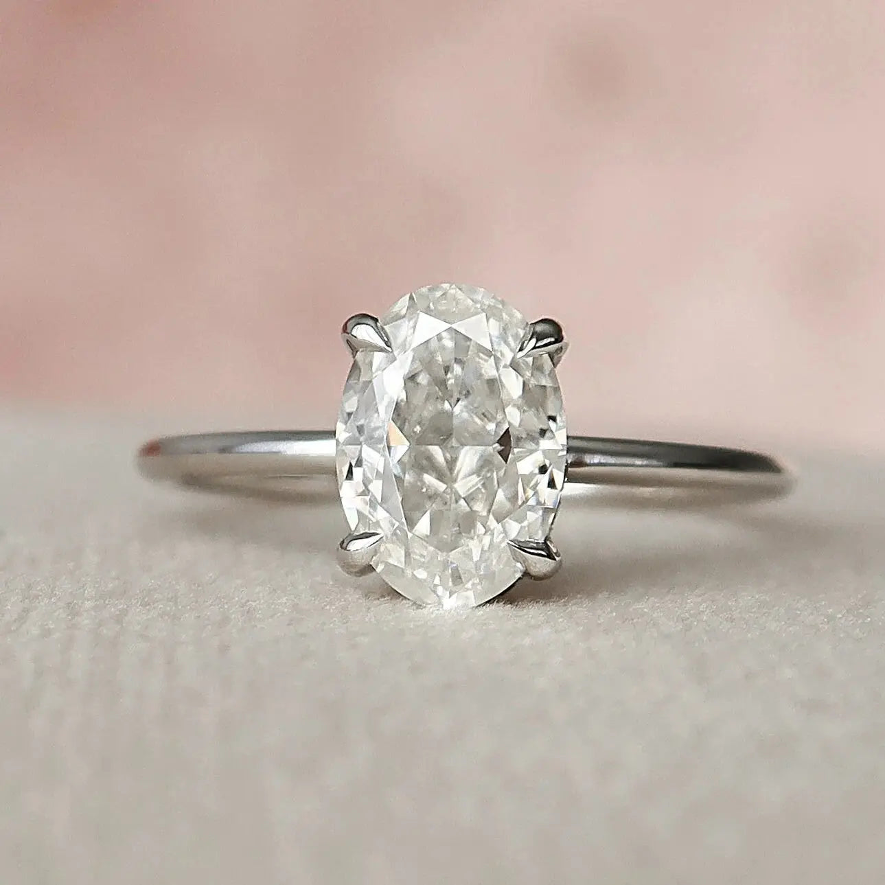 1.50CT Oval Cut Moissanite Solitaire Halo Bridal Engagement Ring Set