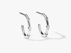 Round Cut Dainty Moissanite Huggies Diamond Earrings