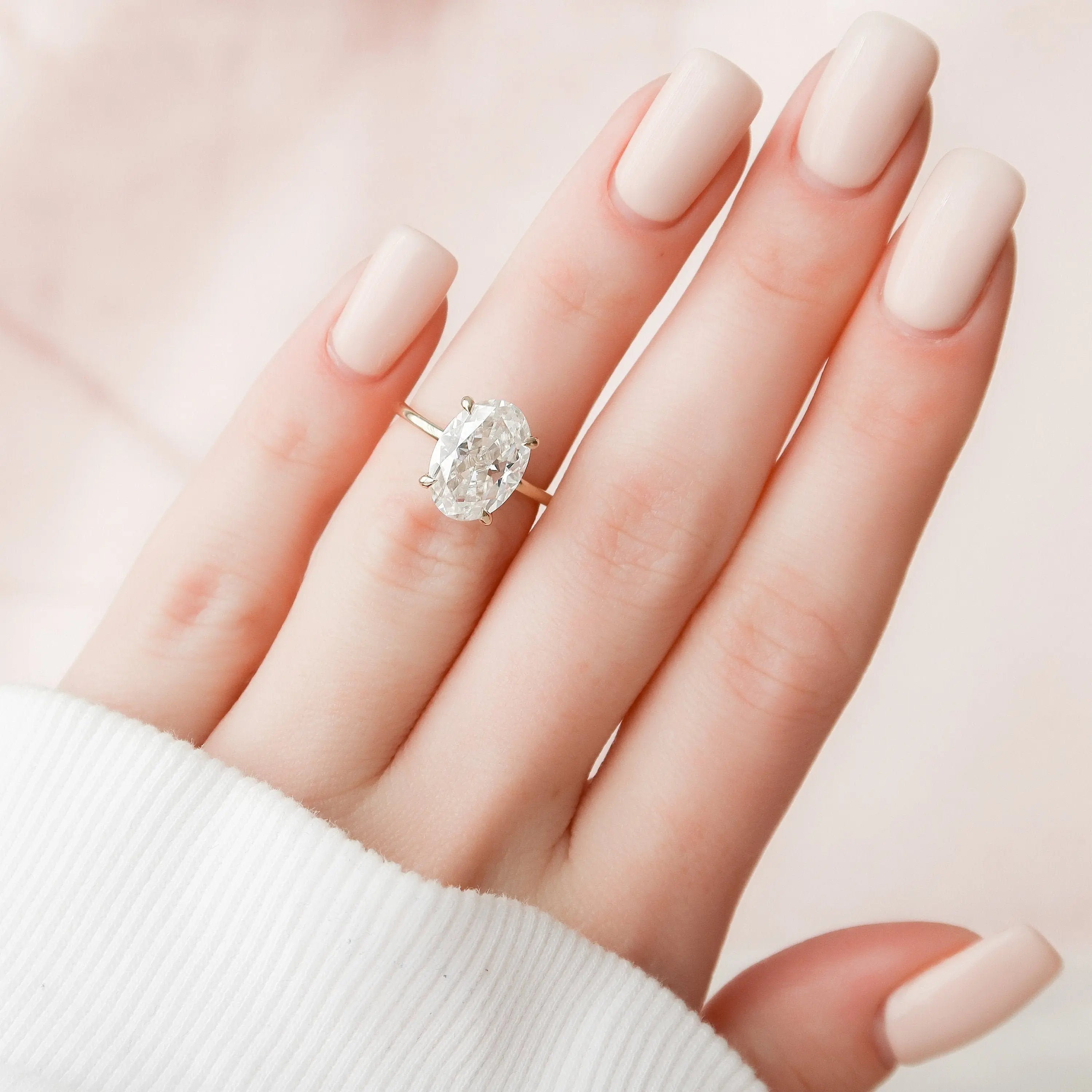 4.0CT Oval Cut Moissanite Hidden Halo Engagement Ring