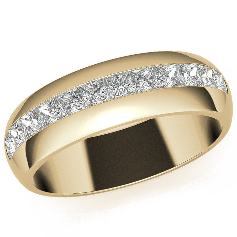 7mm Princess Cut Moissanite Channel Set Wedding Band