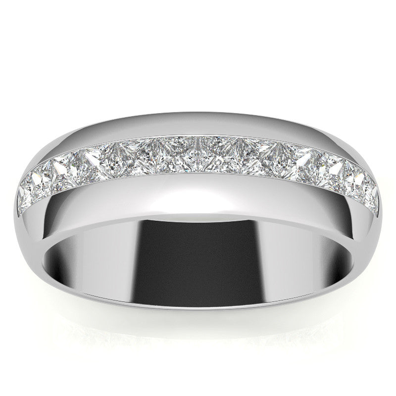 7mm Princess Cut Moissanite Channel Set Wedding Band