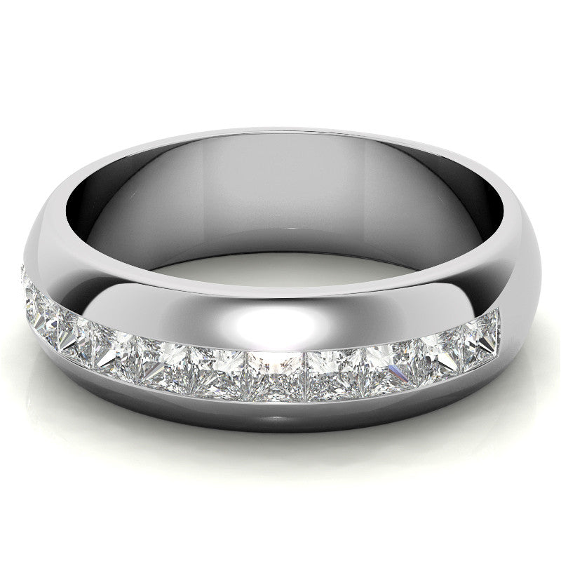 7mm Princess Cut Moissanite Channel Set Wedding Band
