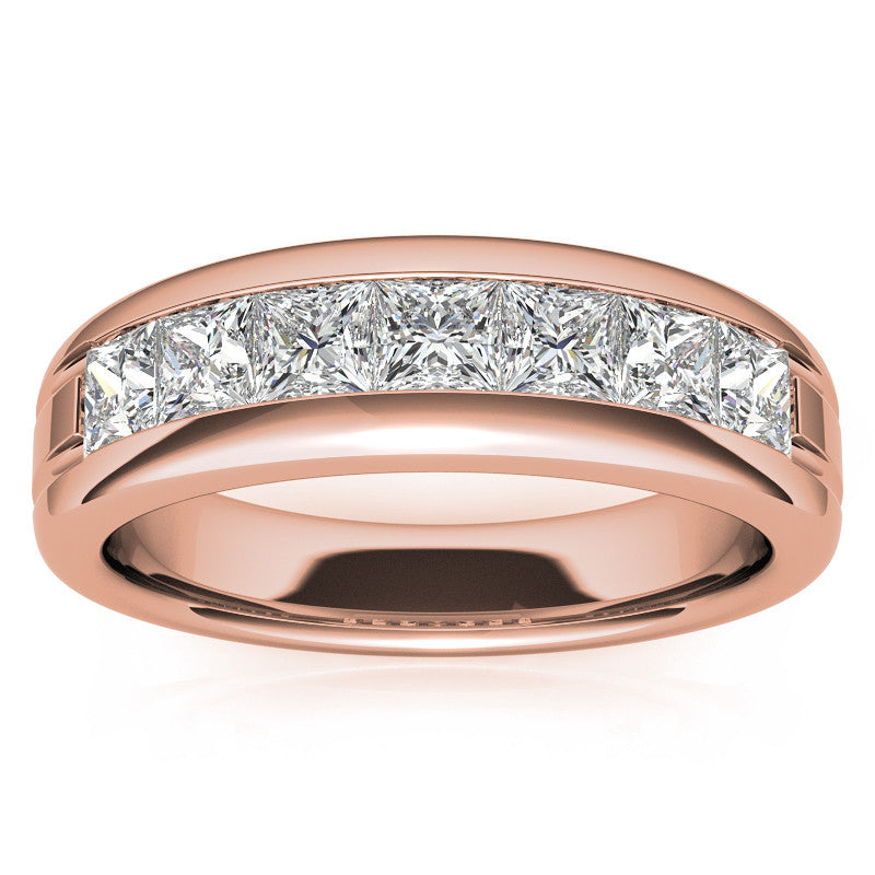 6mm Princess Cut Moissanite Men's Channel Set Wedding Band