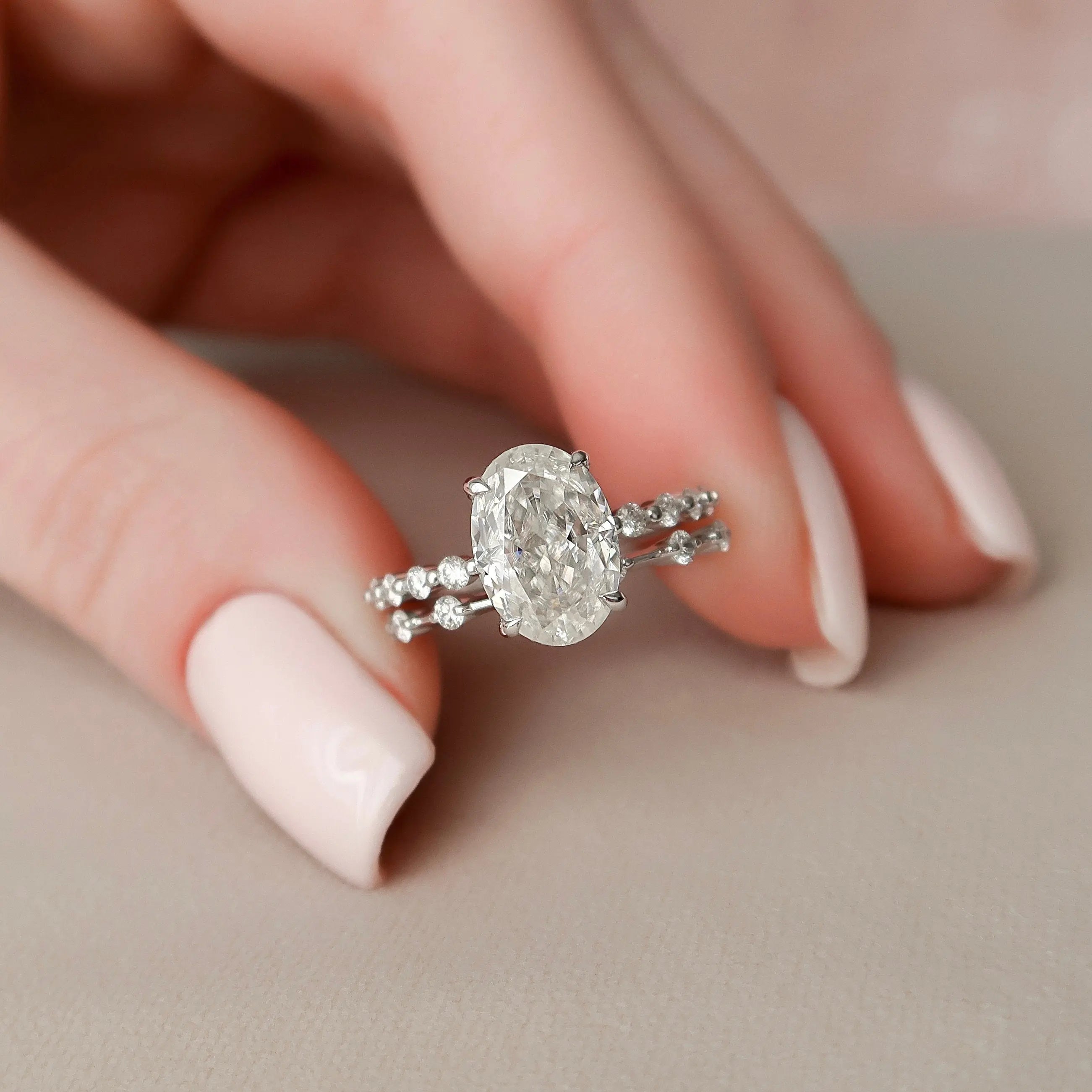 Oval cut 2.5CT moissanite halo engagement ring