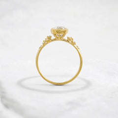 Round Bezel Set Floral Cluster Moissanite Engagement Ring