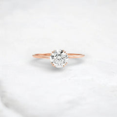 1CT Round Diamond Solitaire Engagement Ring Unique Triple-Prong
