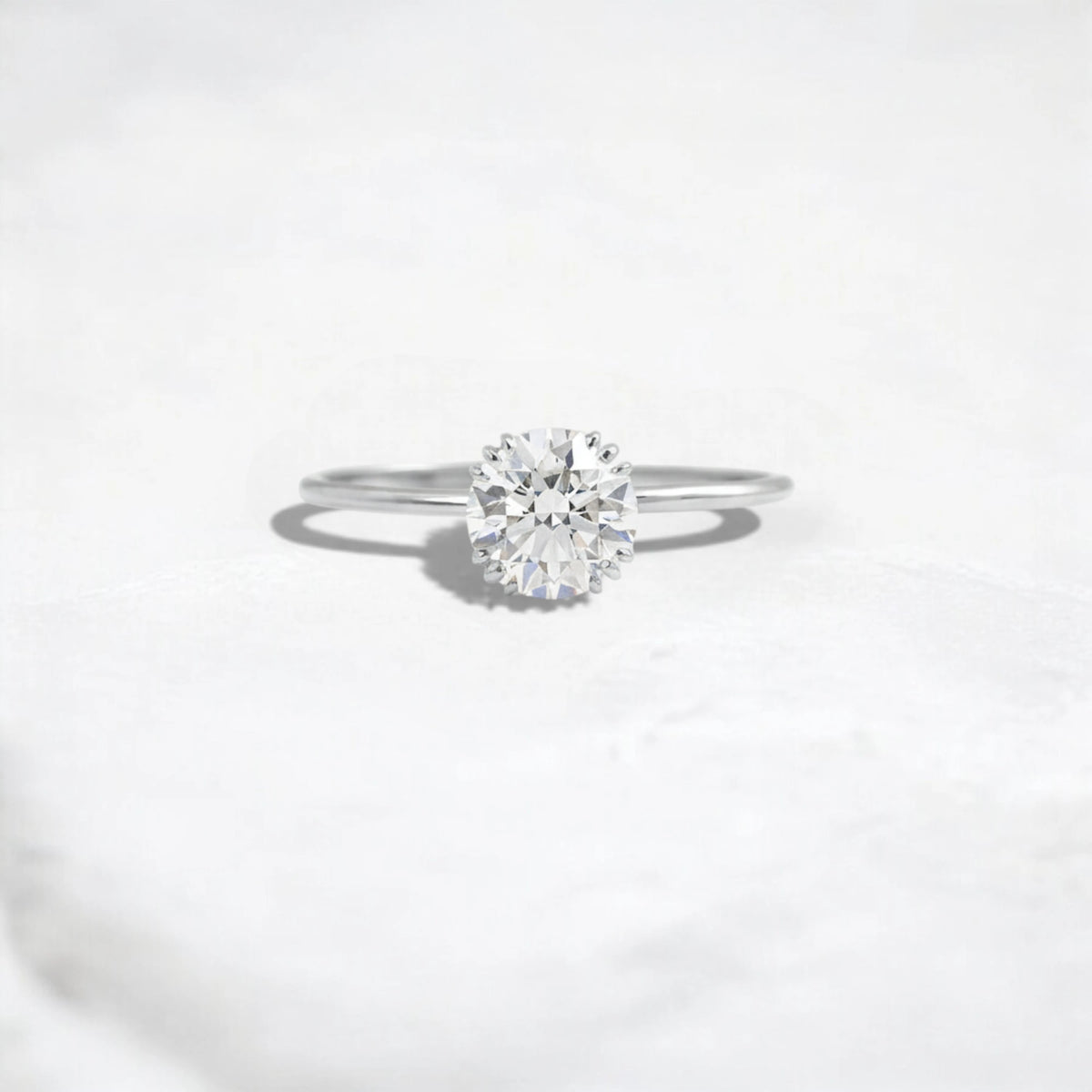 1CT Round Diamond Solitaire Engagement Ring Unique Triple-Prong