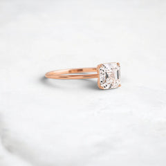 Solitaire Asscher Cut 2.5CT Moissanite Focal Engagement Four Prongs Solid 14k Gold