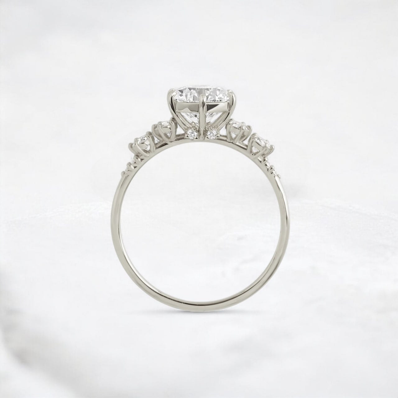 Sunlit Soul Round Moissanite Engagement Platinum Ring