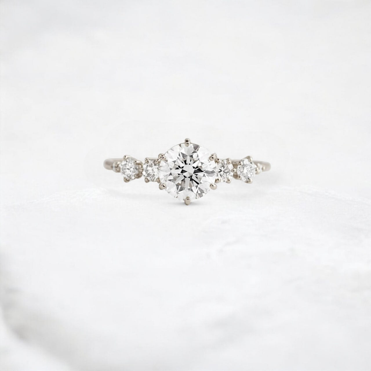Sunlit Soul Round Cut Moissanite Engagement White Gold  Ring