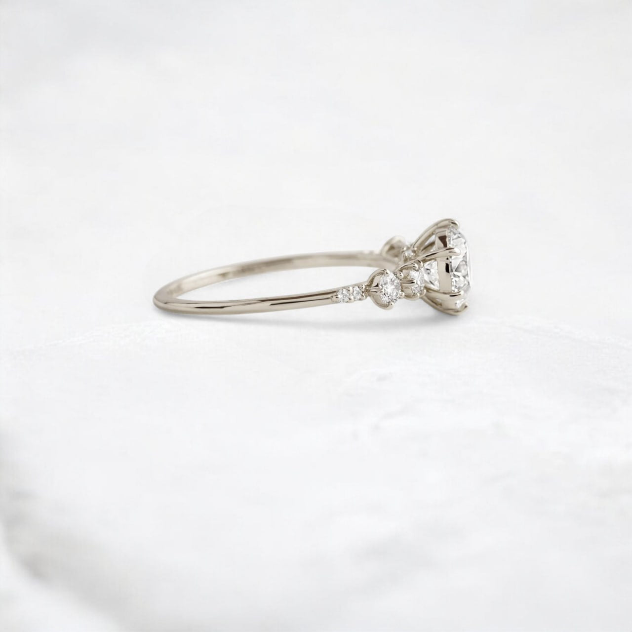 Sunlit Soul Round Moissanite Engagement White Gold Ring